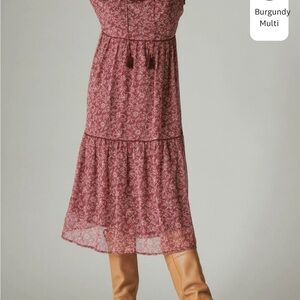 Lucky Brand Long Sleeve Peasant Tiered Maxi Dress